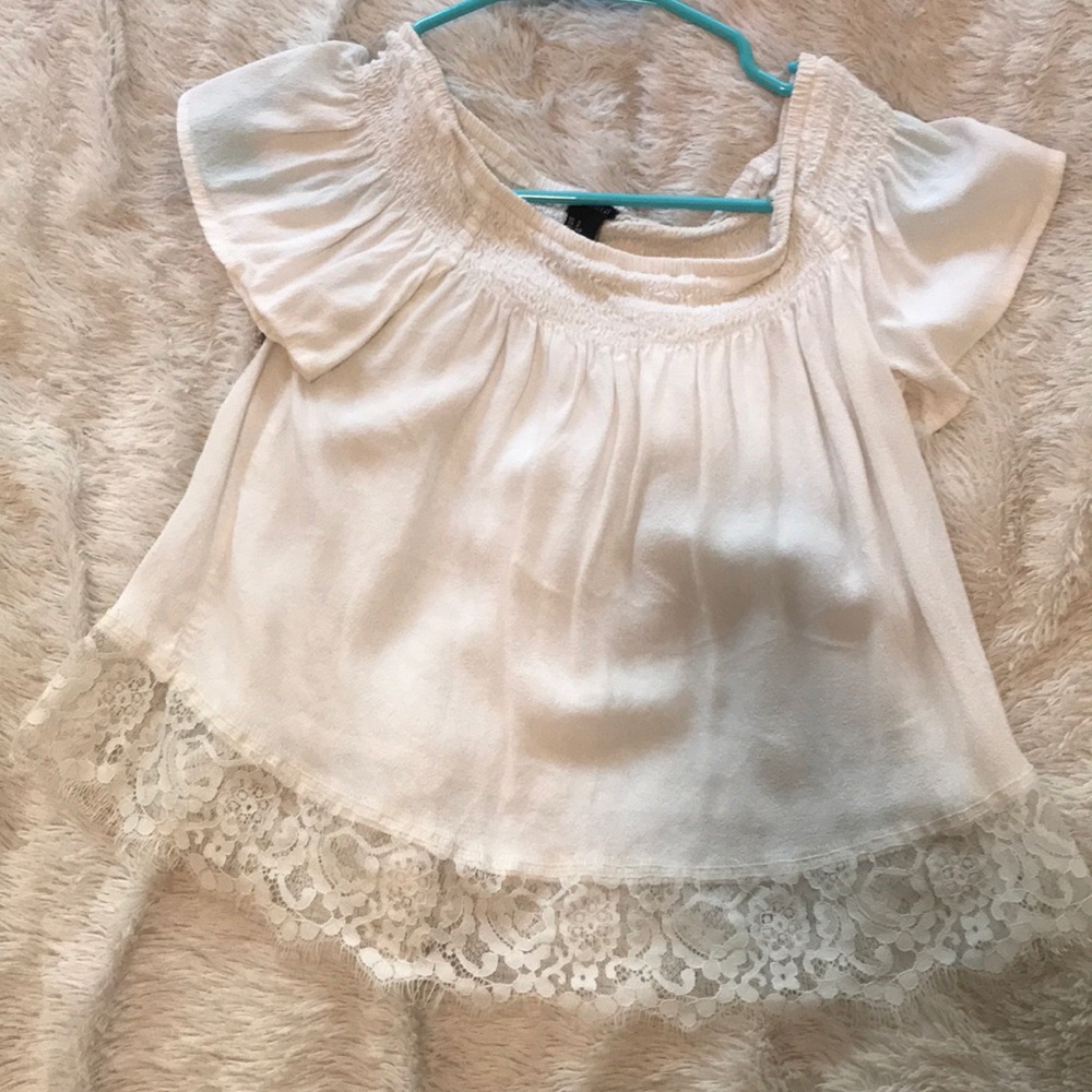 White top and off the shoulder